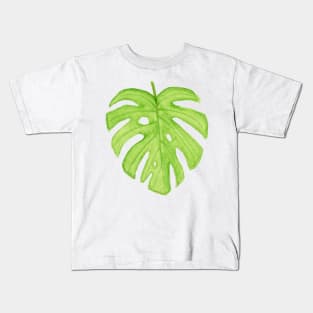 Watercolor Monstera Leaf Kids T-Shirt